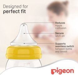 Pigeon Wide Neck Peristaltic Plus Nipple Blister, Medium, Clear