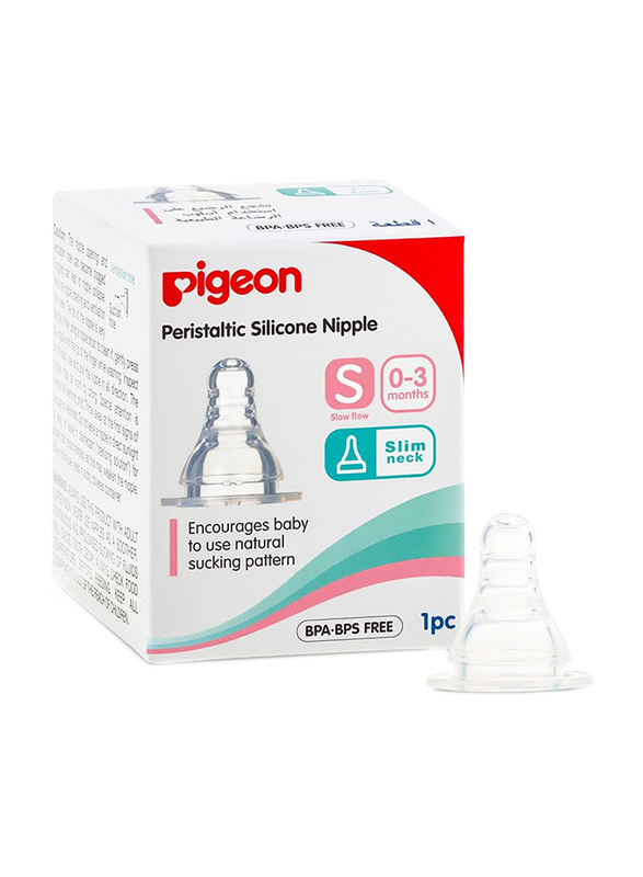 Pigeon Slim Neck Type Peristaltic Nipple Bulk, Small, Clear