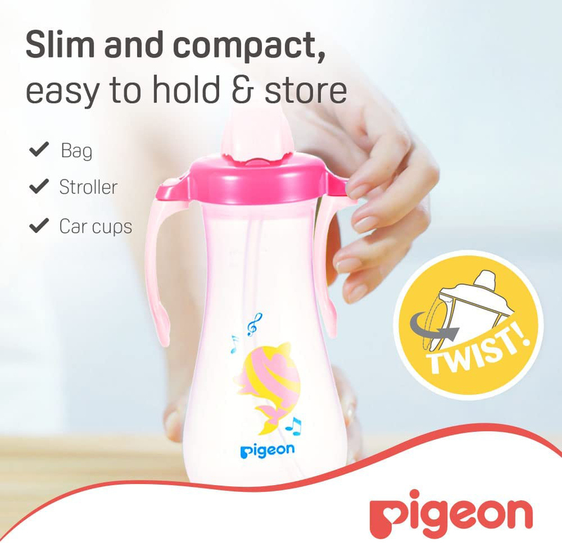 Pigeon Tall Straw Bottle, Pink