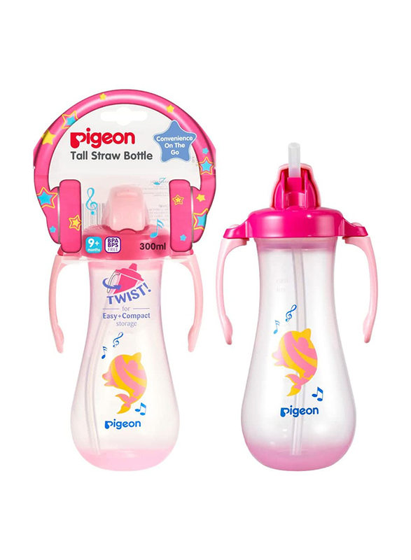 Pigeon Tall Straw Bottle, Pink