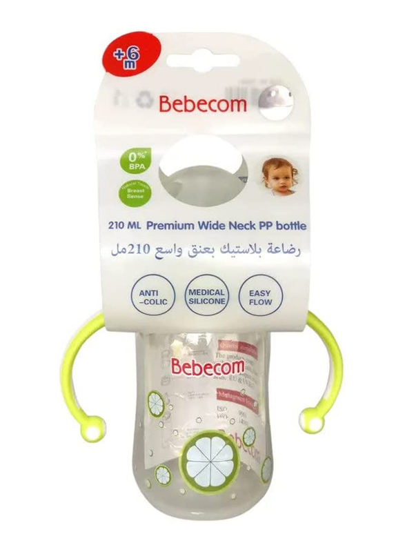 Bebecom Premium Wide Neck PP Bottle, 210ml, Assorted