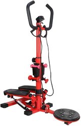 ULTIMAX 3 in 1 Multifunctional Stepper, Multipurpose Aerobic Stepper With Ropes, Arms Legs Workout, Adjustable Folding Workout Machine for Home or Gym with Stepper, Waist Twister Digital Monitor-RED