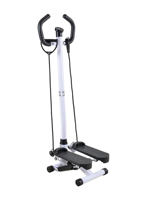 Ultimax Twist Stepper with Handle Bar and LCD Display, White/Black