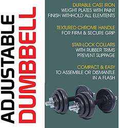 Ultimax Chrome Adjustable Dumbbell Set with Box, 20Kg, Silver