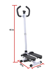 Ultimax Twist Stepper with Handle Bar and LCD Display, White/Black
