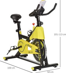 ULTIMAX Stationary Exercise Bike 6kg Flywheel Indoor Gym Office Cycling Cardio Workout Fitness Bike Adjustable Resistance LCD Monitor Pad and Bottle Holder Yellow