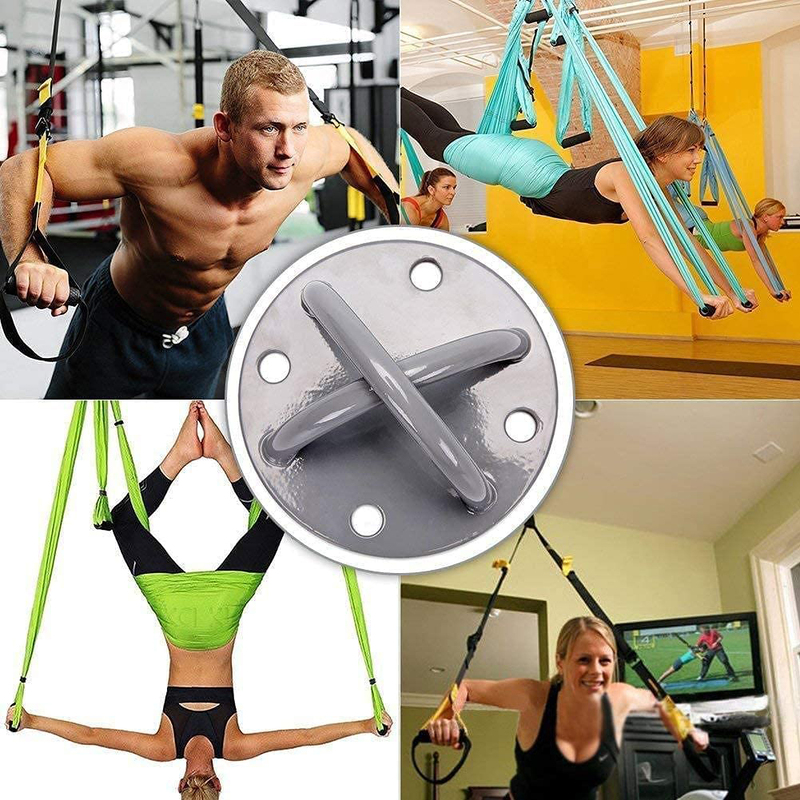 Ultimax Metal Wall Hanger Ceiling Mount Bracket For Aerial Yoga, with 2 Self Tapping Screws And 2 Expansion Screws, Silver