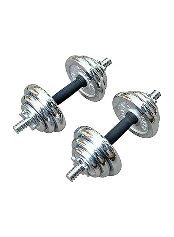 Ultimax Chrome Adjustable Dumbbell Set with Box, 20Kg, Silver