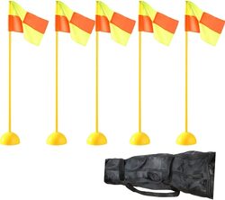 ULTIMAX Soccer Football Field Corner flags Portable Soccer Flags Soccer Poles, Detachable Football Flag Poles Set with Carrying Bag-5 Pcs