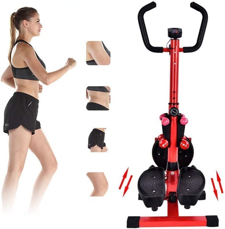 ULTIMAX 3 in 1 Multifunctional Stepper, Multipurpose Aerobic Stepper With Ropes, Arms Legs Workout, Adjustable Folding Workout Machine for Home or Gym with Stepper, Waist Twister Digital Monitor-RED