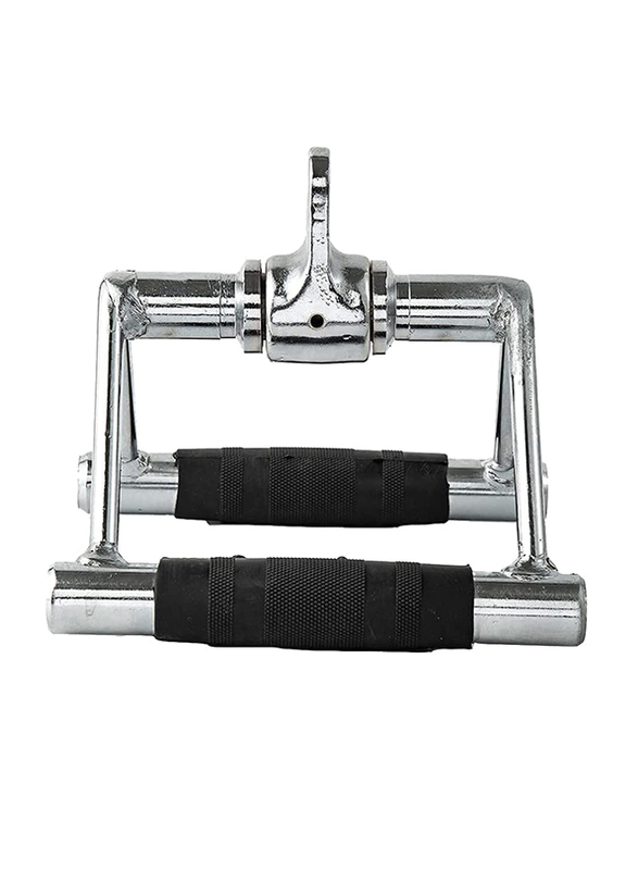 Ultimax V-Handle with Rubber Handgrips and Rotation Cable Machine Attachment, Silver