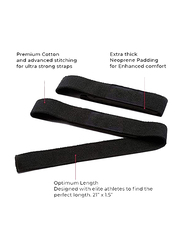 Ultimax Neoprene Padded Weight Lifting Straps for Crossfit Wrist Support, 2 Piece, Black