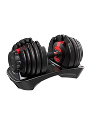 Ultimax Smart High-Quality Adjustable Dumbbell with Fast Automatic 15 Different Weights Adjustment and Weighing Board, 24Kg, Black