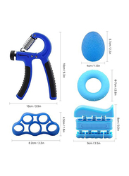 Ultimax Hand Grip Strengthener Set with Storage Pouch, Hand Finger Exerciser, Adjustable Hand Gripper, 5 Finger Stretcher, Hand Therapy Ball, Grip Exercise Ring, 6 Piece, Blue