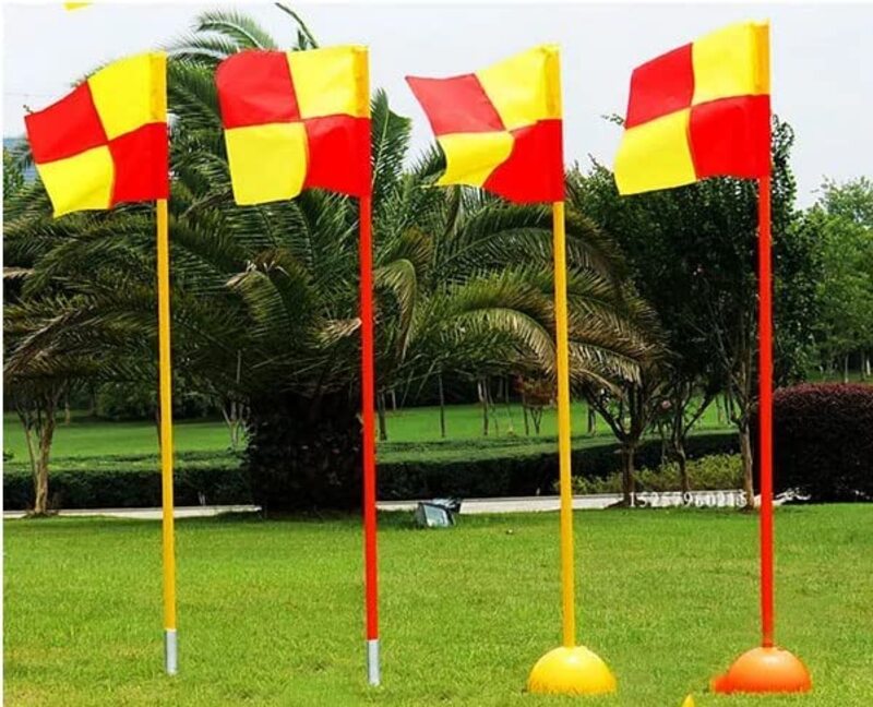 ULTIMAX Soccer Football Field Corner flags Portable Soccer Flags Soccer Poles, Detachable Football Flag Poles Set with Carrying Bag-5 Pcs
