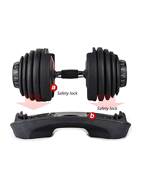 Ultimax Smart High-Quality Adjustable Dumbbell with Fast Automatic 15 Different Weights Adjustment and Weighing Board, 24Kg, Black