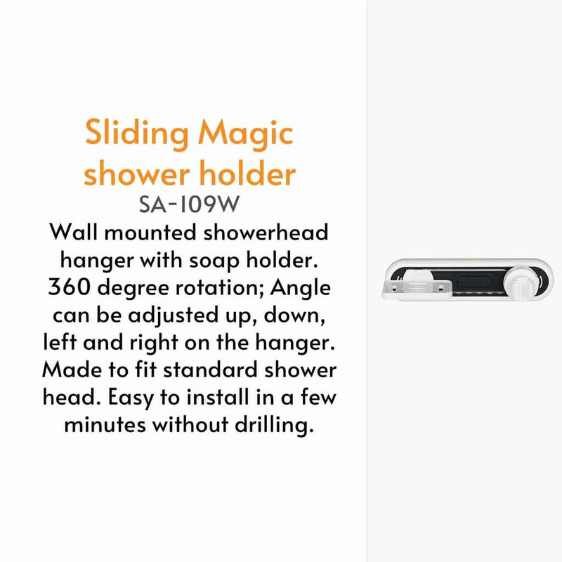 VitaPure Wall Mounted Sliding Magic Shower Holder, White