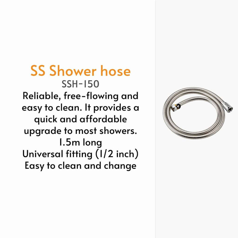 VitaPure 1.5 Meter SS Shower Hose, Silver