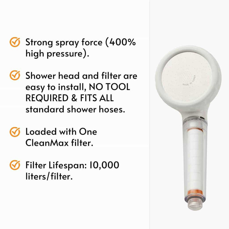 VitaPure Turbo Rain Clean Max Shower Head, White