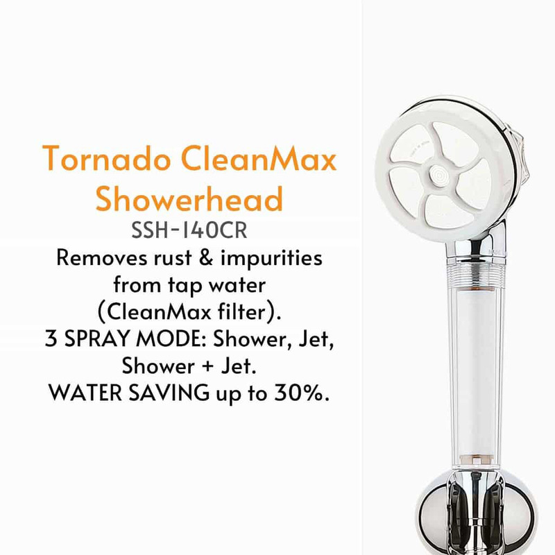 VitaPure Tornado Clean Max Shower Head, White
