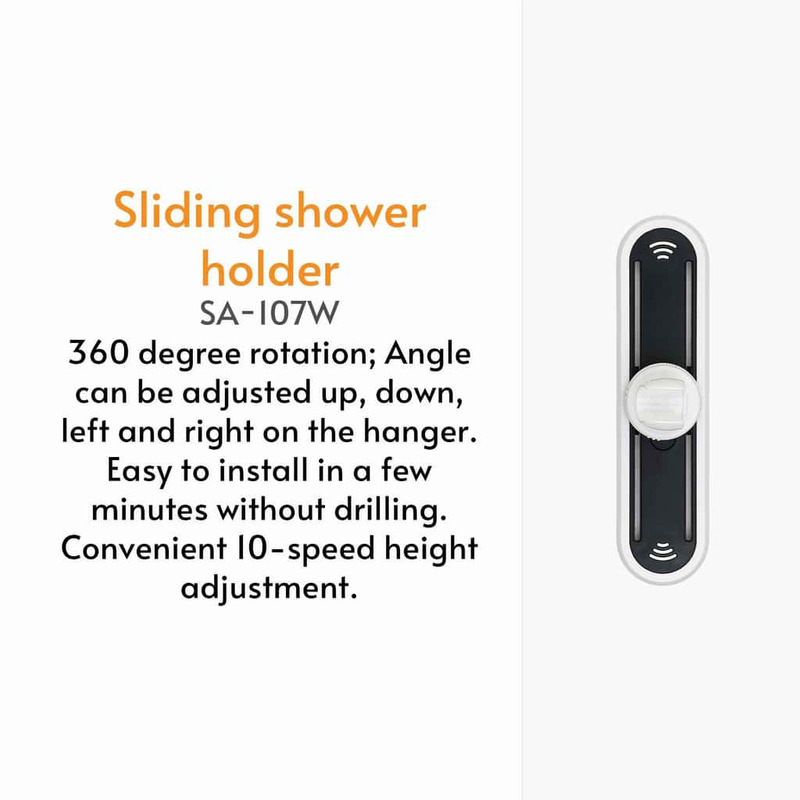 VitaPure Wall Mounted Sliding Shower Holder, White
