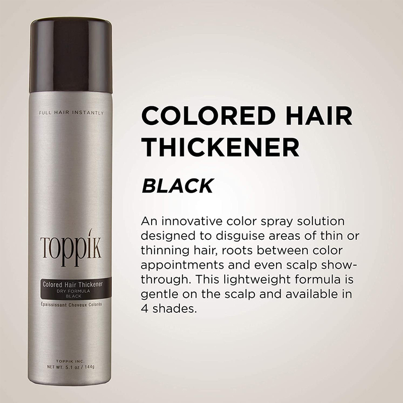 Toppik Colored Hair Thickener for All Hair Type, Black, 144g