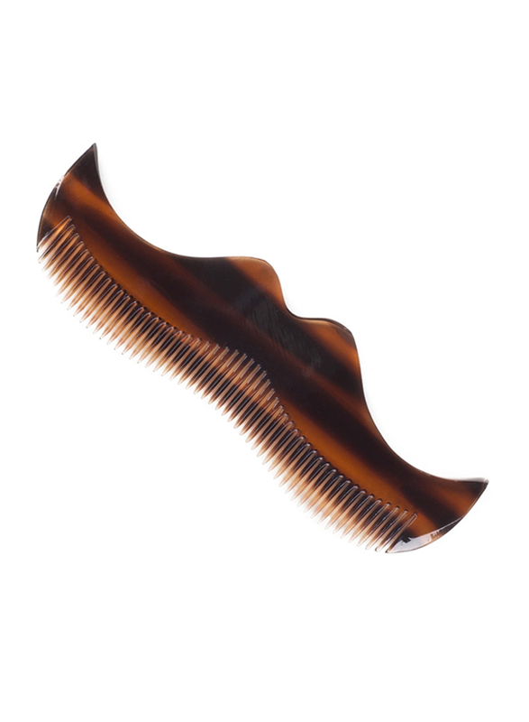 Morgan's Moustache shaped Amber comb, Small, Brown