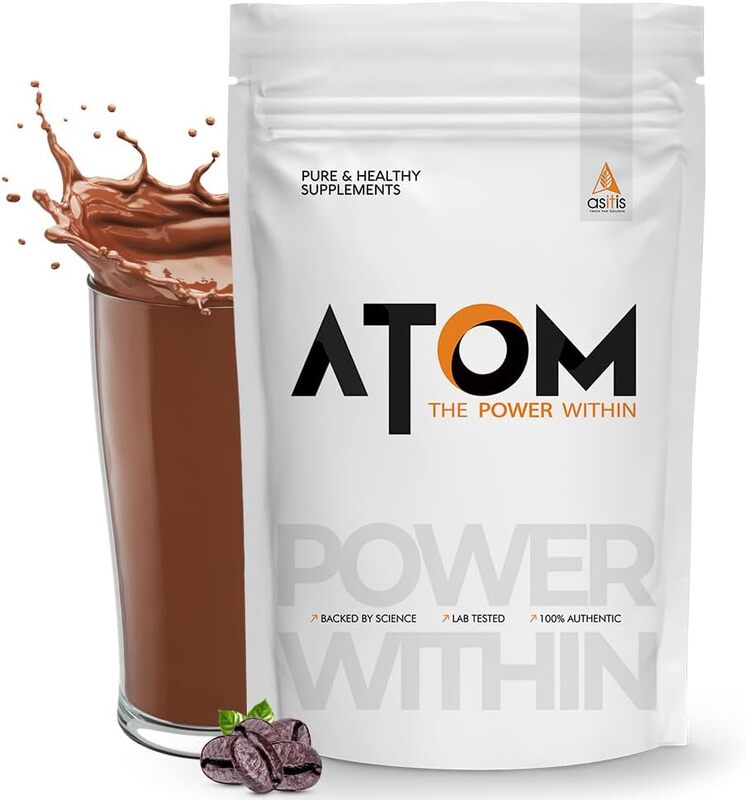 

Asitis AS-IT-IS ATOM Performance Whey 1Kg With Safed Musli & Mucuna Pruriens For Faster Recovery Highly Bioavailable - Cafe latte flavor