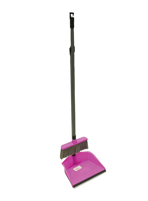 Upright Broom & Dustpan Set, Pink/Black