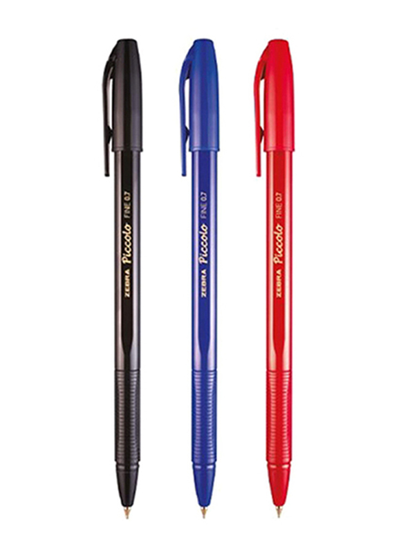 Zebra 12-Piece Piccolo Ballpoint Pen Set, 0.7mm, Red