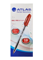 Atlas 10-Piece Fine Ballpoint Pen Set, 0.7mm, Red