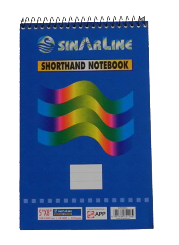 Sinarline Shorthand Notebook, 70 Sheets, 56 GSM, 5 x 8 Inch, Pack of 12, Blue