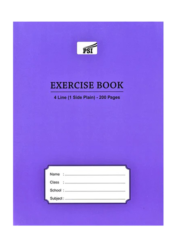 FIS Exercise Book, 4 Line, Left Margin, 200 Pages, Purple