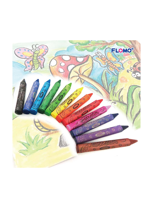 Flomo Jumbo Washable Crayons, 24 Pieces, Multicolour