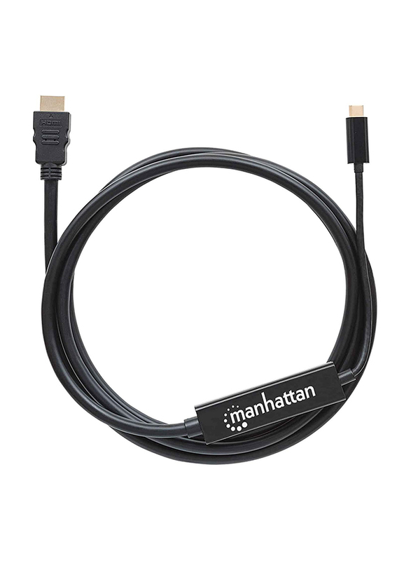 Manhattan 2-Meter HDMI Adapter Cable, USB-C to HDMI Adapter Cable, Converts DP Alt Mode Signal to HDMI 4K Output, Black
