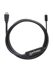 Manhattan 2-Meter HDMI Adapter Cable, USB-C to HDMI Adapter Cable, Converts DP Alt Mode Signal to HDMI 4K Output, Black