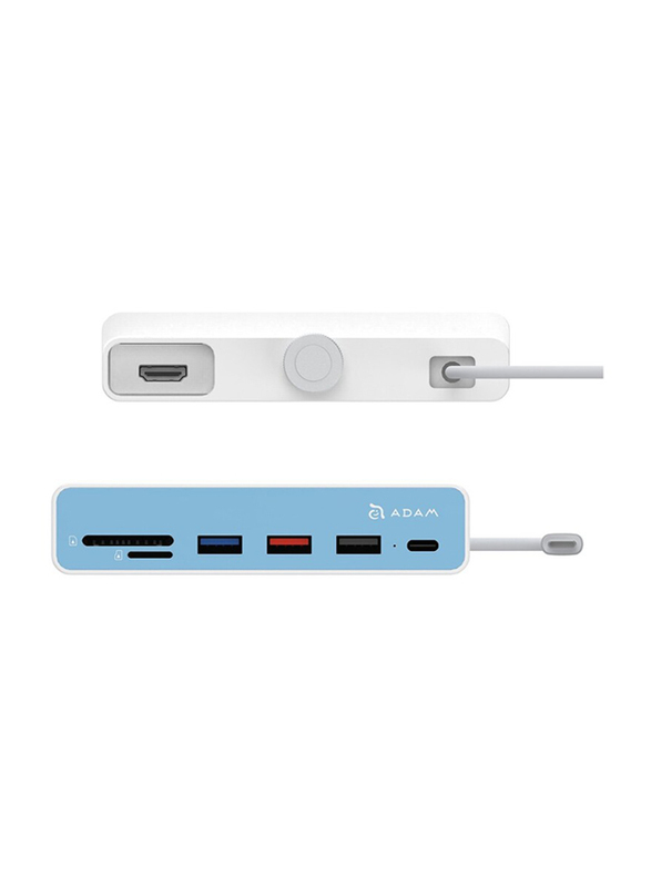 Adam Elements Casa 7-in-1 Hub i7 USB-C for iMac, Grey/Blue