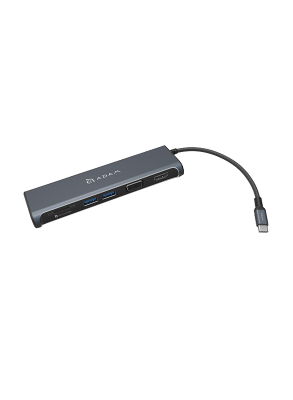 Adam Elements Casa A03 5 Port USB-C Hub with VGA and HDMI, Grey
