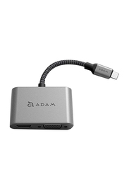 Adam Elements VGA Adapter, USB 3.1 USB Type C to VGA/HDMI, Grey
