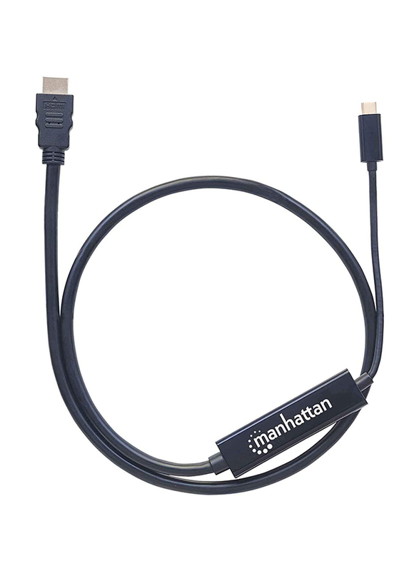 Manhattan 1-Meter HDMI Adapter Cable, USB-C to HDMI Adapter Cable, Converts DP Alt Mode Signal to HDMI 4K Output, Black