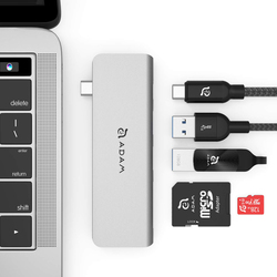 Adam Elements Casa 5E USB-C 5-in-1 Card Reader Hub, Silver