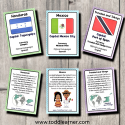 Toddlearner North America Countries Flash Cards for Kids, Ages 4+