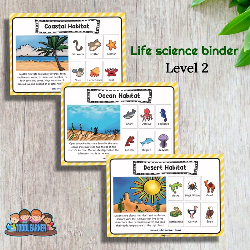 Toddlearner Level 2 Life Science Learning Binder for Kids, Ages 5+