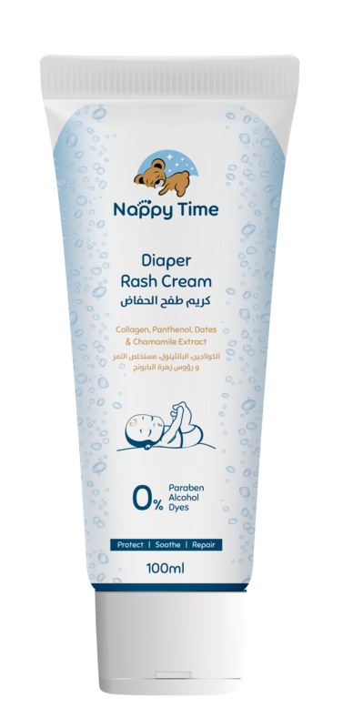 Nappy Time Diaper Rash Cream with Collagen, Panthenol, Dates & Chamomile extract, Paraben-Free, Alcohol-free, Dye-Free, Natural Comfort - 100ml