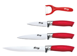 4-Piece Knife Set with Ceramic Peeler, SW-8888, White/Red