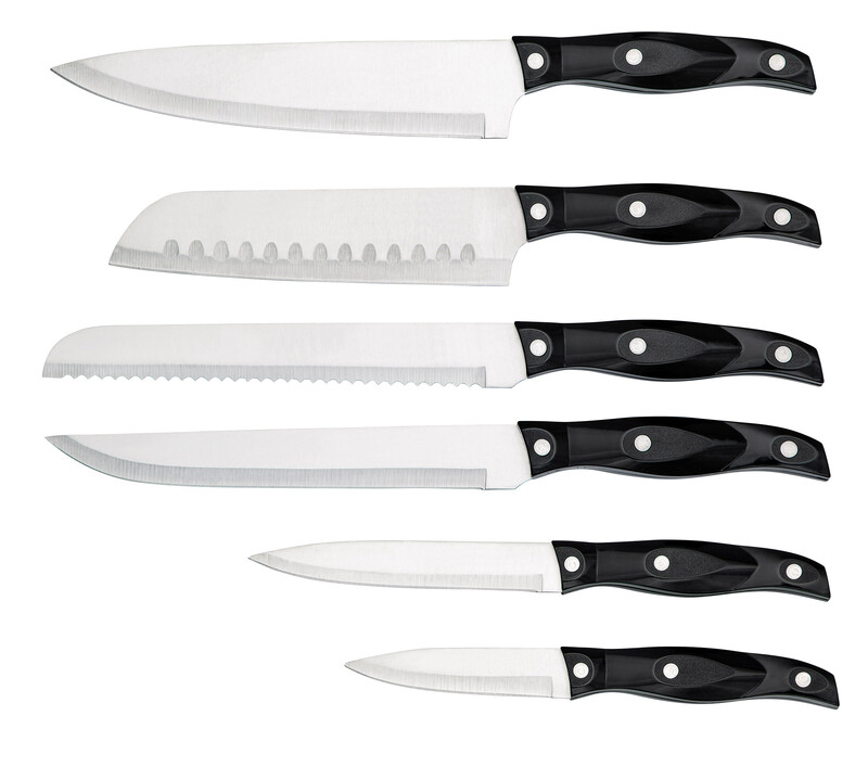6-Piece Kitchen Professional Knife Set, YS-008, Silver/Black
