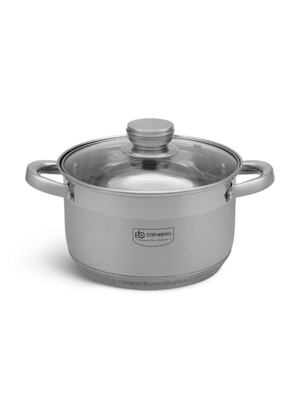 Edenberg 12-Piece Stainless Steel Round Cookware Set, Silver