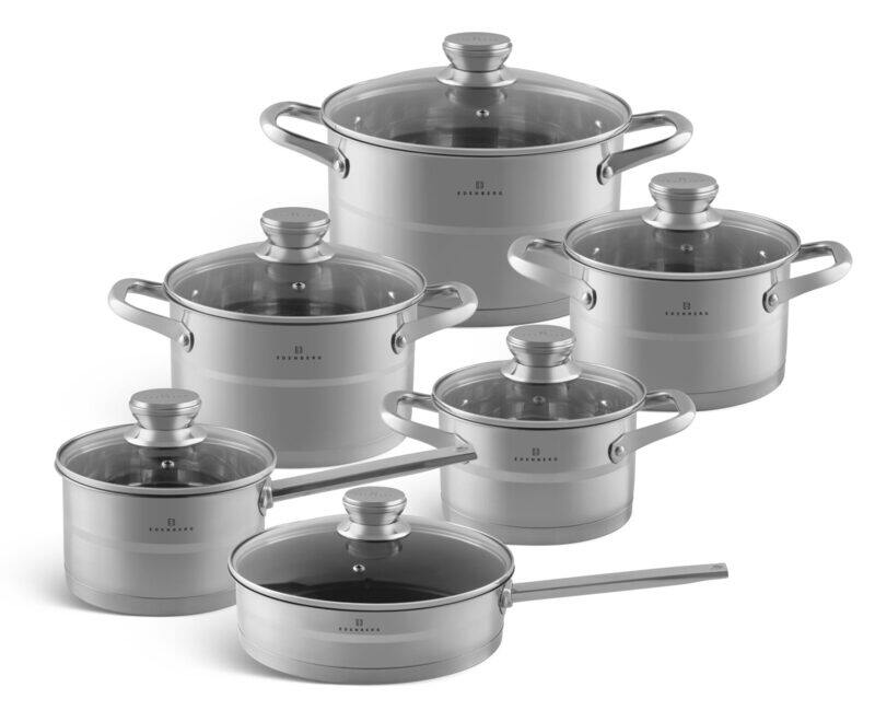 

Edenberg 12-Piece Stainless Steel Cookware Set with Marble Fry Pan, EB-2401-M, Grey