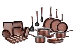 Edenberg 20-Piece Cookware & Bakeware Set, EB-5655, Brown