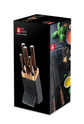 6-Piece Non-Stick Coating Knife Set, KK-914-A, Black/Brown